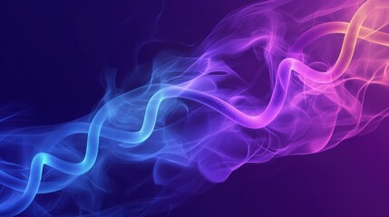 Fototapeta premium Abstract glowing waves of blue and purple light on dark background. Futuristic energy, science concepts.