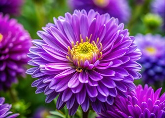 Purple Astor Flower Photography: Close-up Macro Images, Blooming Purple Star,  Vibrant Autumn Flowers, Garden Botany, Floral Backgrounds