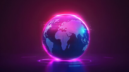 A futuristic representation of global connections, a globe surrounded by spinning holographic data points, sci-fi, high resolution, vibrant tones 