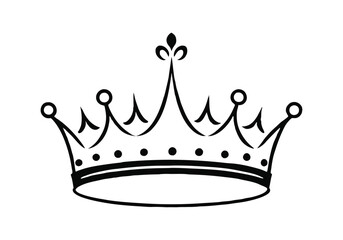 Minimalist Continuous Line Art of a Crown with Elegant Arches and Pointed Tips in Modern Style