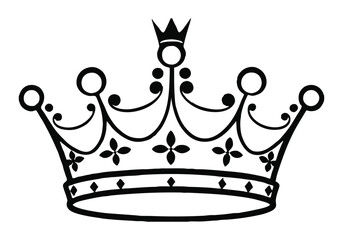Minimalist Continuous Line Art of a Crown with Elegant Arches and Pointed Tips in Modern Style