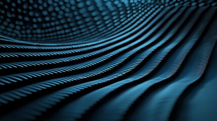 Abstract blue waves with digital dots, futuristic texture background.
