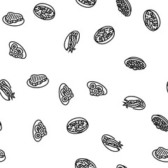 sea cuisine italian cook greece vector seamless pattern thin line illustration