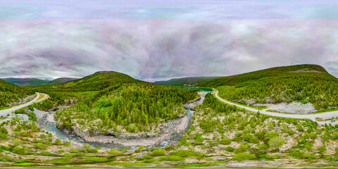 Sphärisches Panorama Heggjebottvatnet in Norwegen -3D