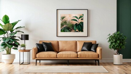 Fototapeta premium Stylish poster on the wall in a modern living room interior