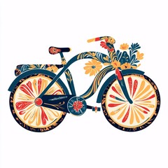 Fototapeta premium Floral Bicycle Illustration