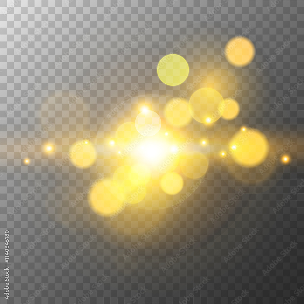 Aufkleber bright bokeh sunlight on transparent background. blurred overlay template. abstract blur light effec