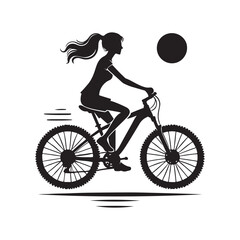 Obraz premium Person Riding a Bicycle Silhouette Vector Illustration, Solid White Background.