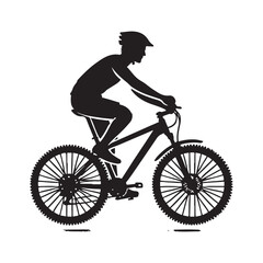 Person Riding a Bicycle Silhouette Vector Illustration, Solid White Background.