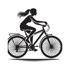 Obraz premium Person Riding a Bicycle Silhouette Vector Illustration, Solid White Background.