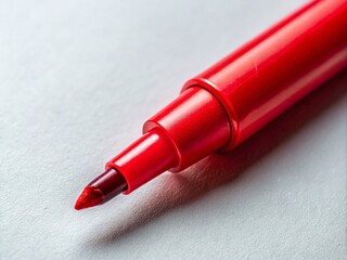 Red Felt Tip Pen Line Drawing - Minimalist Stationery Art, Simple Pen Sketch, Office Supplies Illustration