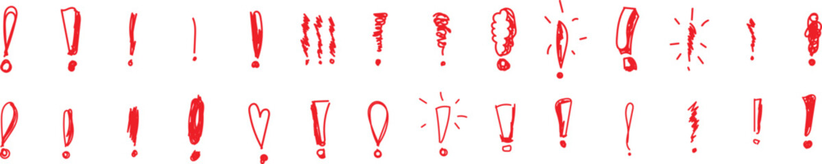 Hand drawn  Doodle  exclamation marks. vector eps10.