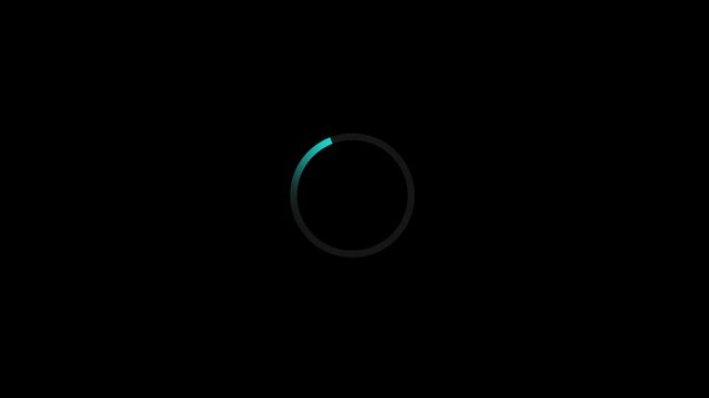 Minimalist loading icon on a black background. digital patience, anticipation, software Lording Process bar buffering waiting and technological processes, commonly. upload download round process.