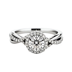 Elegant diamond ring on a reflective surface.