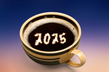 New year 2025 coffee cup with number