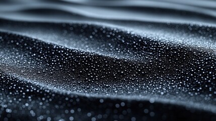 Abstract dark fabric texture with water droplets.