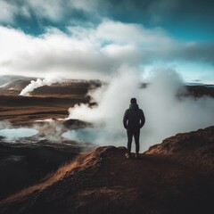Cloudy Iceland with geysers