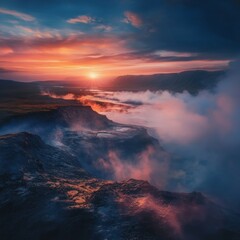 Fototapeta premium Icelandic geysers in the mist