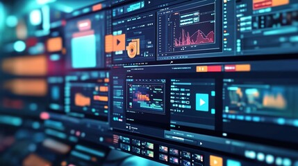 Obraz premium A computer screen displaying multiple video editing software applications