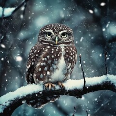 Athene noctua in winter