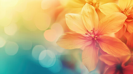Fototapeta premium Beautiful orange flowers with soft pastel background, capturing the essence of spring and symbolizing renewal and joy in a vibrant nature setting