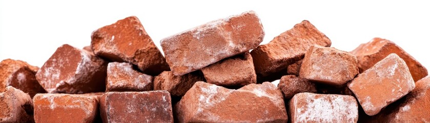 A pile of bricks with a white background