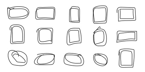 Hand drawn doodle grunge circle highlights. Marker scratch scribble in rounder. Round scrawl frames. Charcoal pen round ovals. Hand drawn vector illustration.