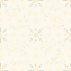 Subtle Floral Pattern: A delicate and elegant seamless pattern featuring pale yellow and gray floral motifs on a soft cream background. The design evokes a sense of calm and sophistication.