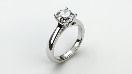 Elegant solitaire diamond ring on a minimalistic background