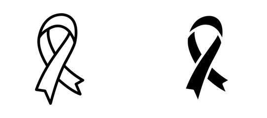 Cancer ribbon Icon set in black color for ui designs