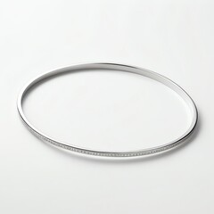 Simple silver bracelet on white background.