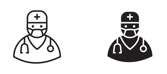 Doctor Icon set in black color for ui designs