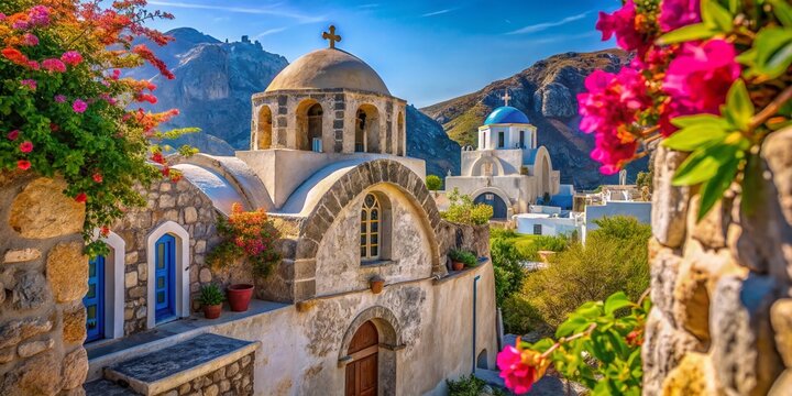 Santorini Monastery Macro Photography: Timios Stravos Perissa Close-Up Details