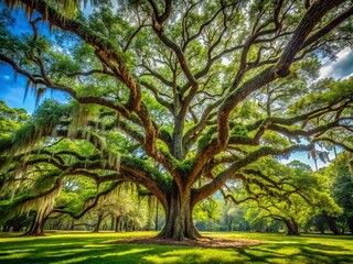 Fototapeta premium Savannah Georgia Famous Trees - Majestic Oaks, Live Oaks, Angel Oak, Southern Charm, Historic Trees, Picturesque Scenery, Photography