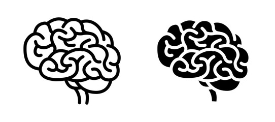 Human brain Icon set in black color for ui designs