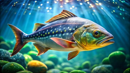 Fototapeta premium Sawbelly Fish Image: Close-Up, Underwater Photo, Aquatic Life, Freshwater Fish, Rare Fish Species, Exotic Fish, Fish Photography, Wildlife Photography, Nature Photography, High-Resolution Image, 