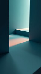 Fototapeta premium Light beam passing through walls creating abstract geometric shapes