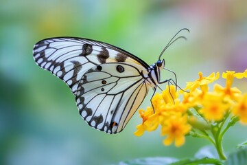 Obraz premium Vibrant Butterfly Perched on Yellow Flower