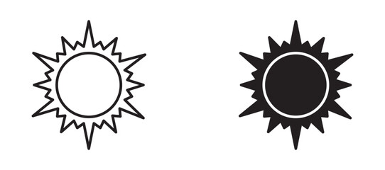 Sun Icon set in black color for ui designs