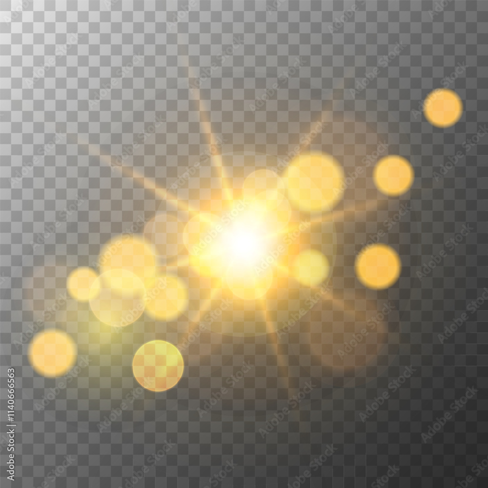 Poster sunlight overlay. transparent background. bright bokeh blurred graphic template. abstract blur light