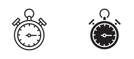 Timer Icon set in black color for ui designs