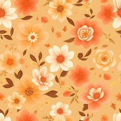 Obraz premium Autumnal Floral Seamless Pattern 