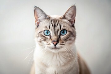Fototapeta premium Siamese Lynx Point Cat Minimalist Photography: Elegant Feline Portrait, Purebred Breed, Minimalist Pet Photo