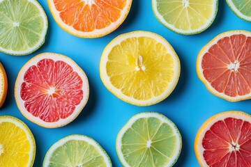 Fresh Citrus Slices on Vibrant Background