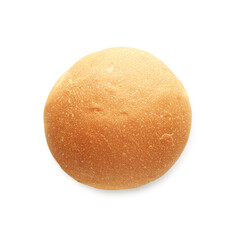 One fresh tasty bun isolated on white, top view
