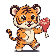 Cute Tiger Cartoon Vector Icon Illustration Animal Nature Icon Concept Isolated Vector of cute tiger