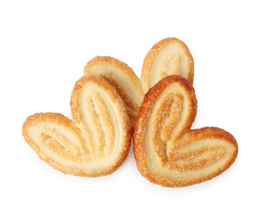 Tasty french palmier cookies isolated on white, top view