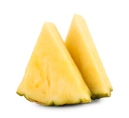 Pieces of juicy pineapple isolated on white