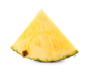 One slice of ripe pineapple isolated on white