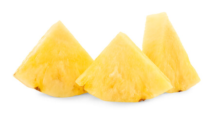 Pieces of juicy pineapple isolated on white